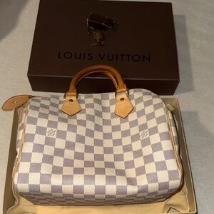Louis Vuitton Damier Azur Canvas Bag with Tan Accents